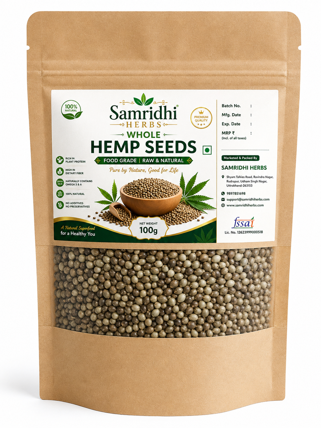 Samridhi Herbs Whole Hemp Seeds - Main Product Image