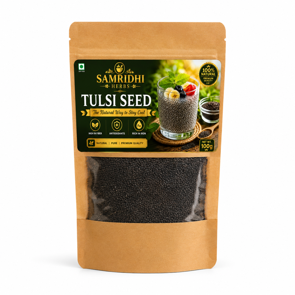 Raw Sabja Seeds (Raw Basil Seeds) – 100g | 100% Natural & Pure | Samridhi Herbs