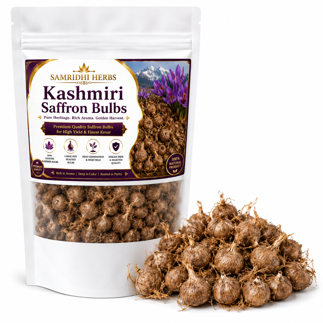 Kashmiri Saffron Bulbs - Premium Quality Packaging