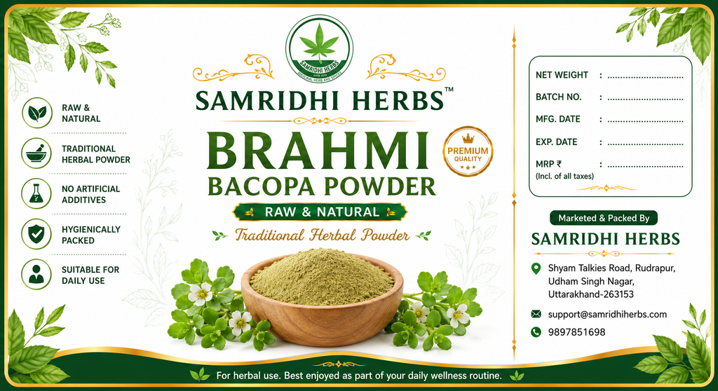 Brahmi Bacopa Powder – Ancient Herb for Memory, Focus & Stress Relief | Samridhi Herbs