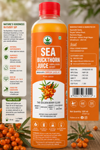 Samridhi Herbs Sea Buckthorn Juice 500ml with Himalayan Sea Buckthorn berries for immunity and wellness.