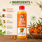 Samridhi Herbs Sea Buckthorn Juice 500ml with Himalayan Sea Buckthorn berries for immunity and wellness.