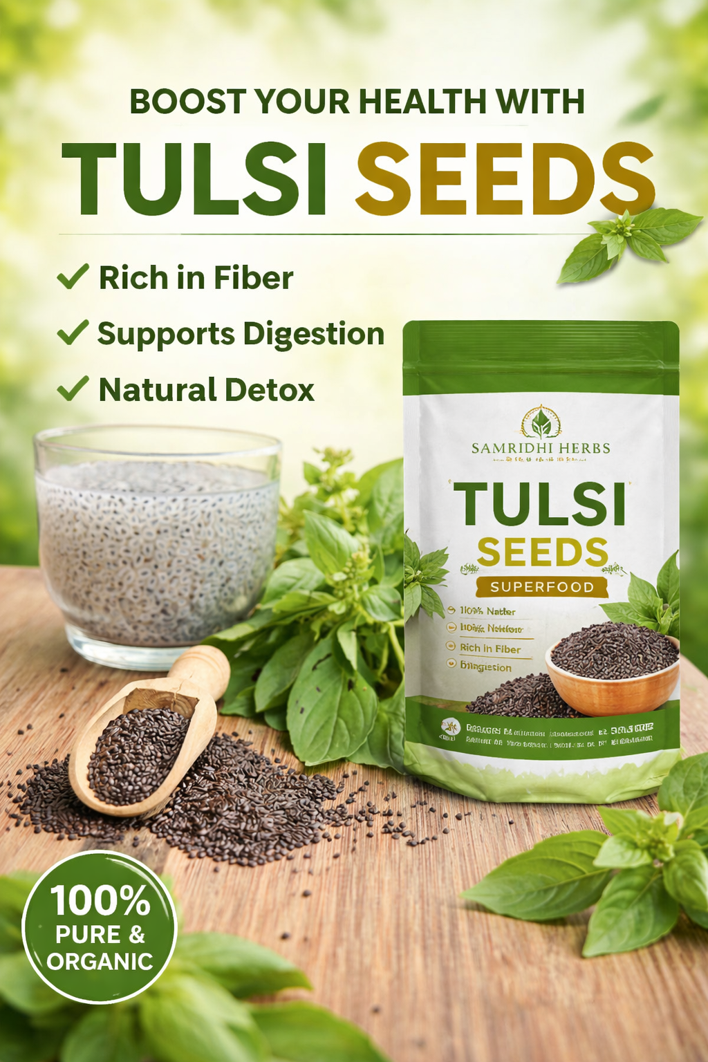 Basil Tulsi Seed | Sabja Seed - 100g | Natural Cooling Superfood