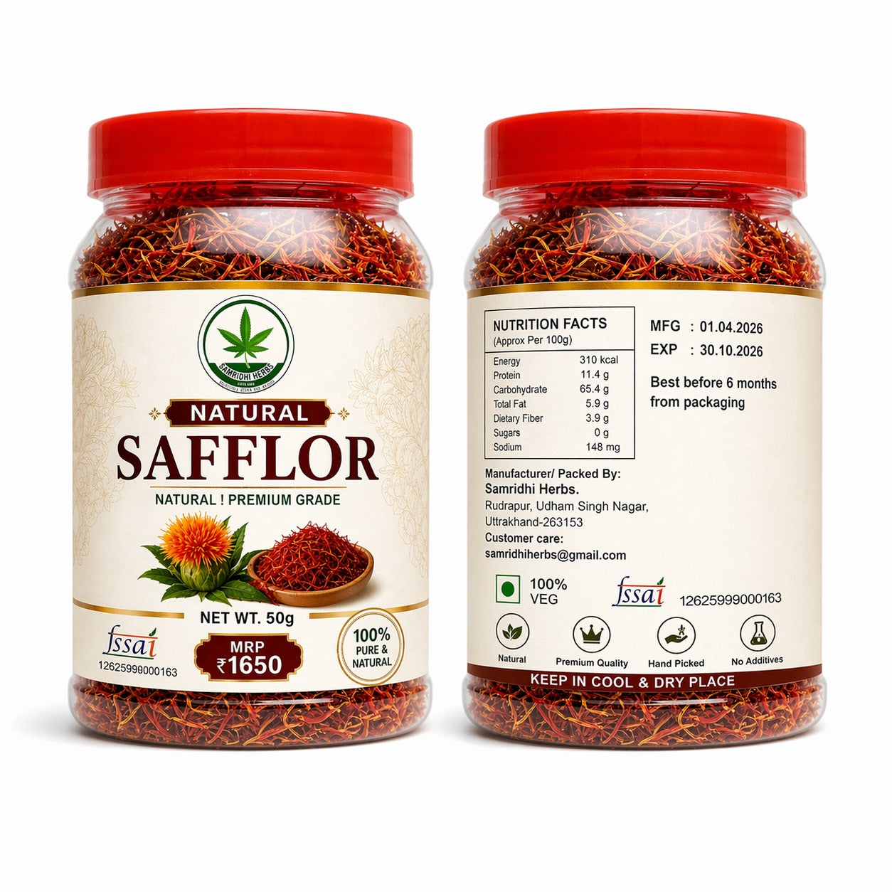American Saffron (Kusum Kesar) – Premium Quality 50gm | Natural Food Color & Wellness Herb