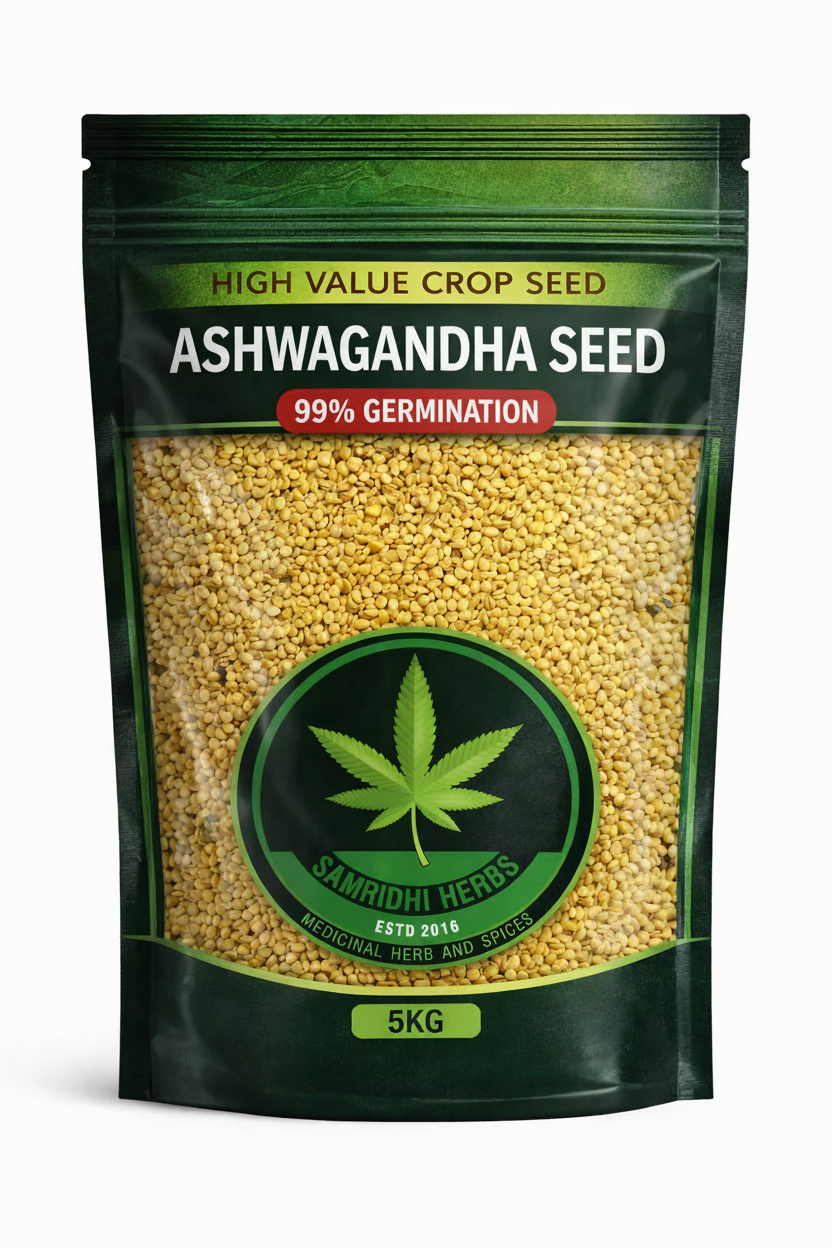 Samridhi Herbs Ashwagandha Seed Jawahar 20 premium variety 100g packet with high germination seeds.