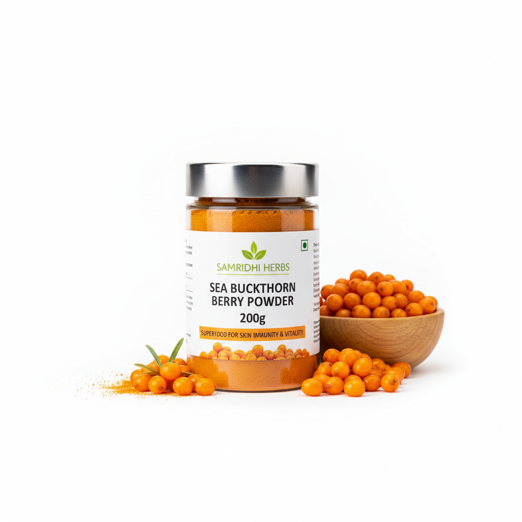 Sea Buckthorn Berry Powder 200g square product image SAMRIDHI HERBS