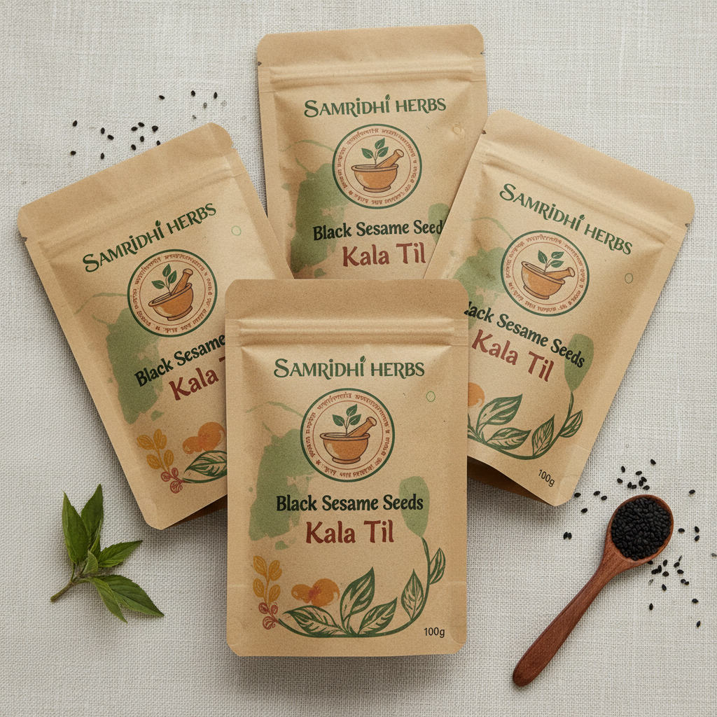 SAMRIDHI HERBS Black Sesame Seeds – 3-4 packets together premium Ayurvedic product