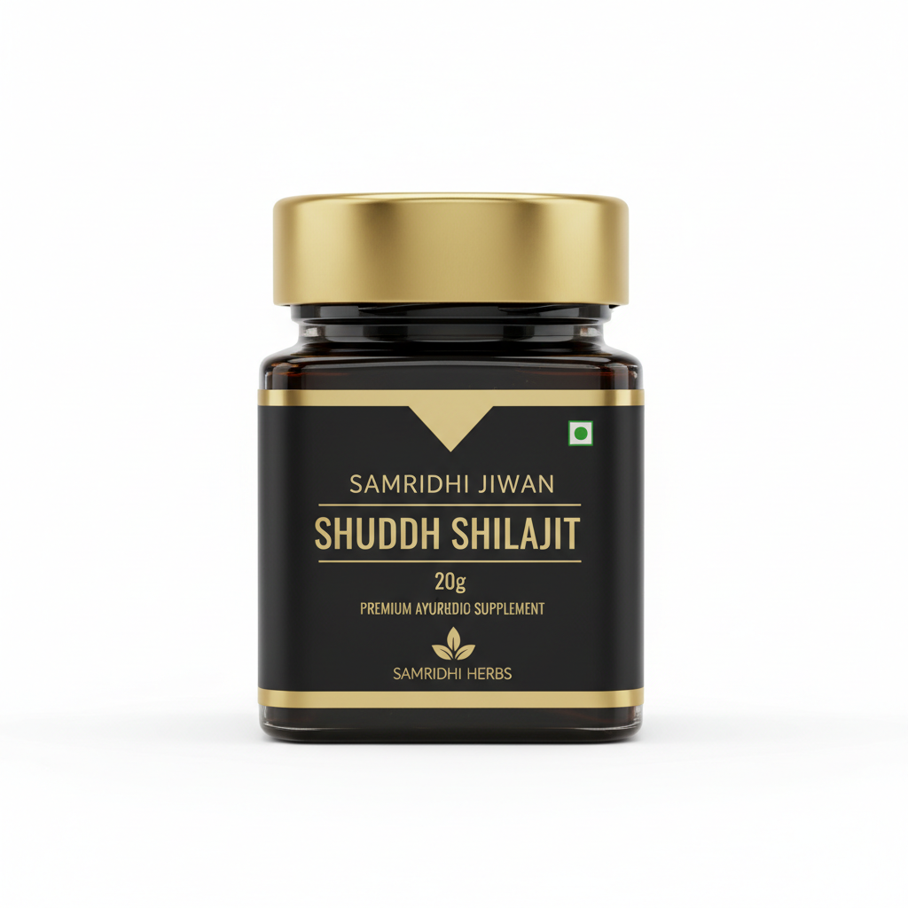 SAMRIDHI JIWAN SHUDDH SHILAJIT 20g premium glass jar square product image