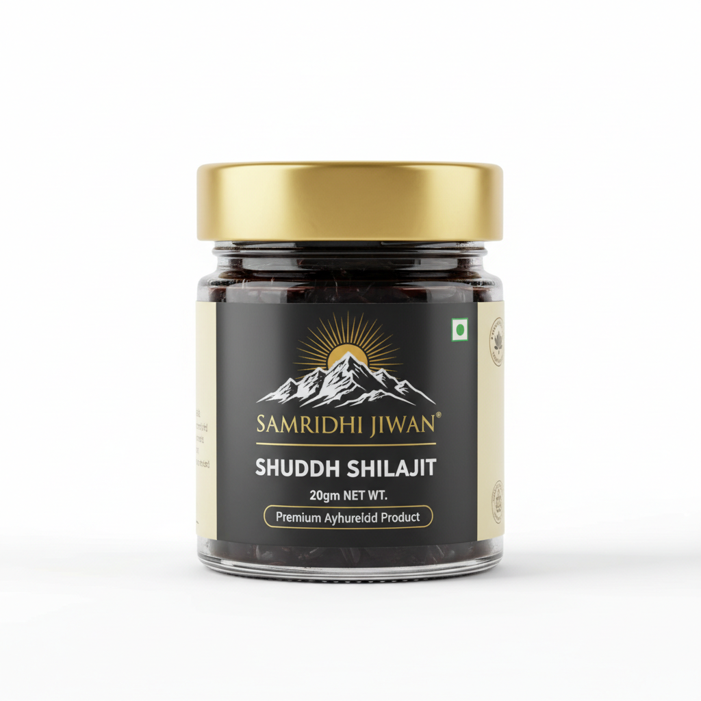 SAMRIDHI JIWAN SHUDDH SHILAJIT 20gm glass jar premium packaging