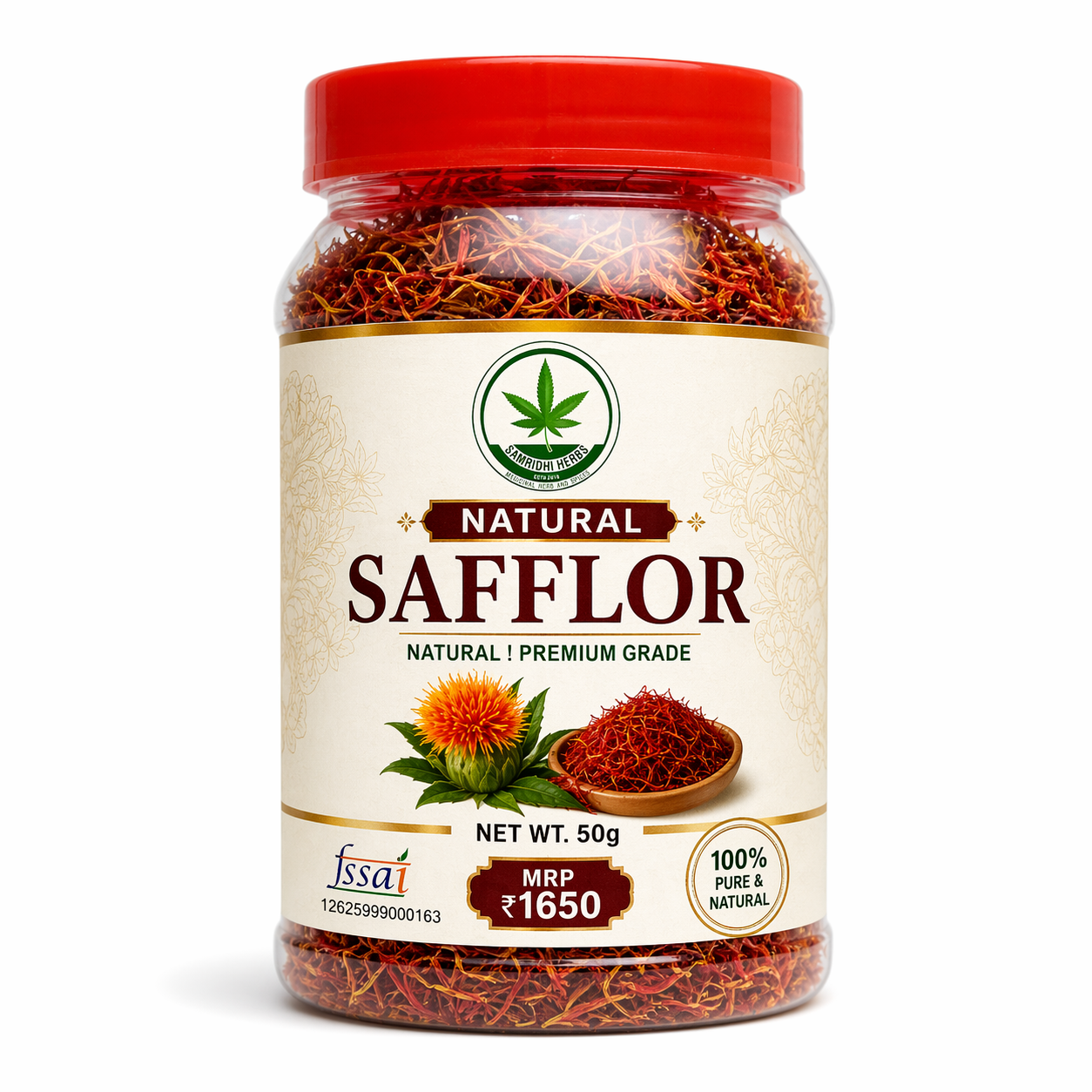 American Saffron (Kusum Kesar) – Premium Quality 50gm | Natural Food Color & Wellness Herb