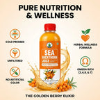 Samridhi Herbs Sea Buckthorn Juice 500ml with Himalayan Sea Buckthorn berries for immunity and wellness.